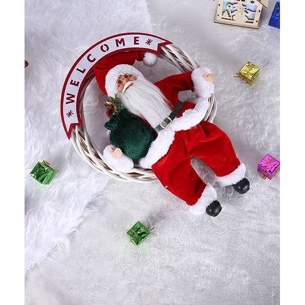 Jucarie decorativa, Flippy, Mos Craciun, 40 cm x 27 cm, grosime 12 cm, lana, tesatura de plus, poliester, interior/exterior - vivimall.ro