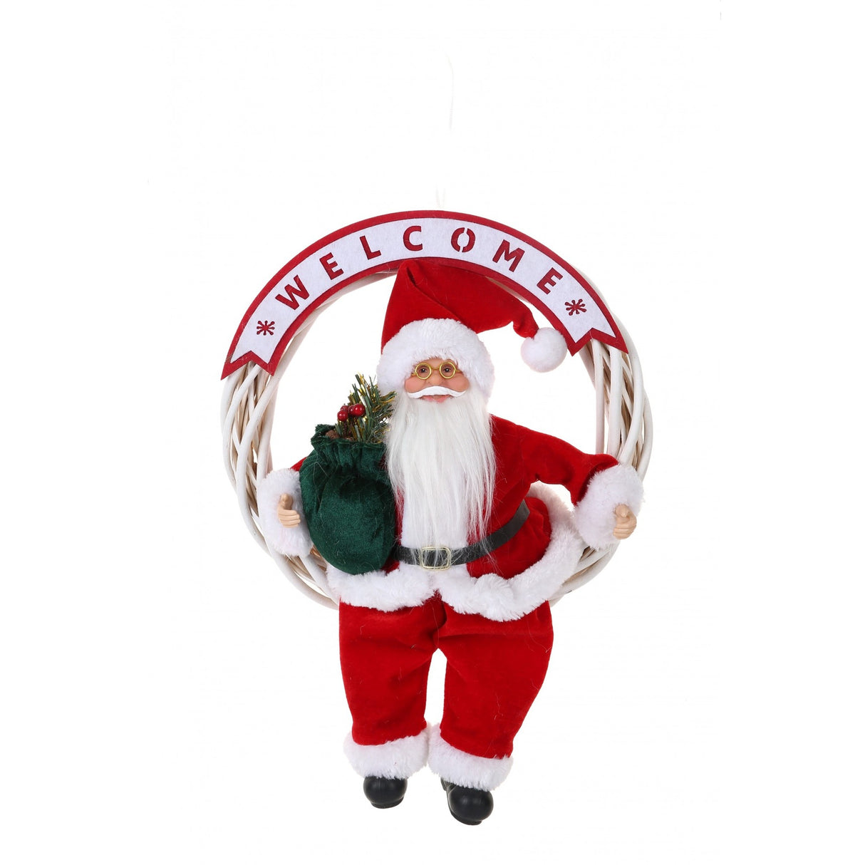 Jucarie decorativa, Flippy, Mos Craciun, 40 cm x 27 cm, grosime 12 cm, lana, tesatura de plus, poliester, interior/exterior - vivimall.ro