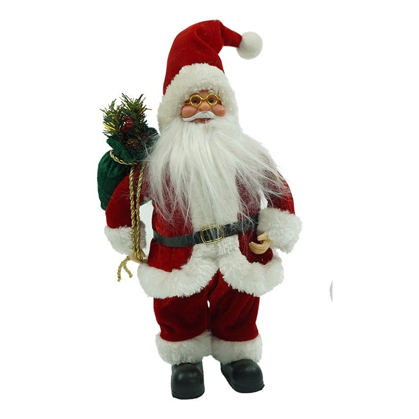 Jucarie decorativa, Flippy, Mos Craciun , standard, lana, tesatura de plus, poliester, 32 cm inaltime, interior/exterior - vivimall.ro