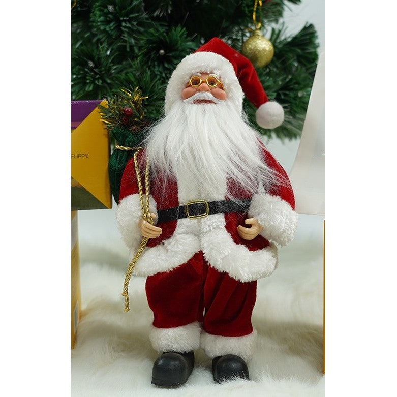 Jucarie decorativa, Flippy, Mos Craciun , standard, lana, tesatura de plus, poliester, 32 cm inaltime, interior/exterior - vivimall.ro