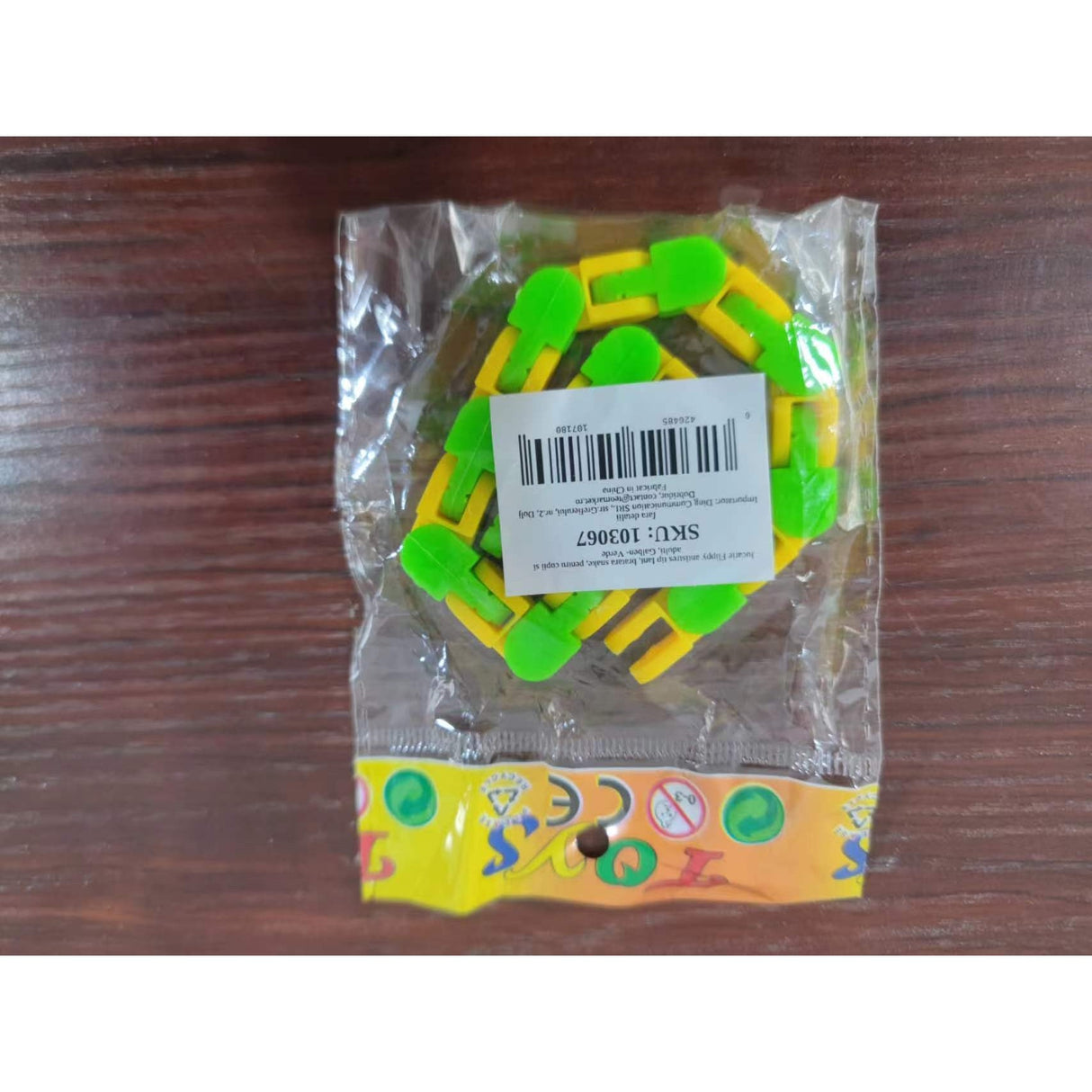 Jucărie Senzorială Antistres Flippy - Puzzle de Îmbinat Tip Șarpe, 24 Piese, +3 Ani, Galben/Verde - vivimall.ro