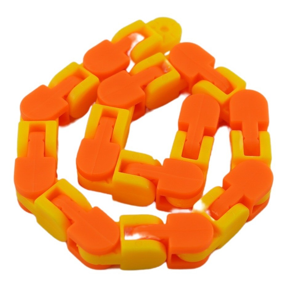 Jucărie Senzorială Antistres Flippy - Puzzle de Îmbinat Tip Șarpe, 24 Piese, +3 Ani, Portocaliu/Galben - vivimall.ro