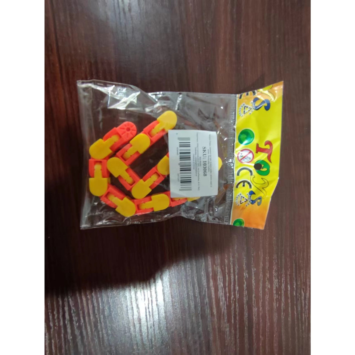 Jucărie Senzorială Antistres Flippy - Puzzle de Îmbinat Tip Șarpe, 24 Piese, +3 Ani, Portocaliu/Galben - vivimall.ro