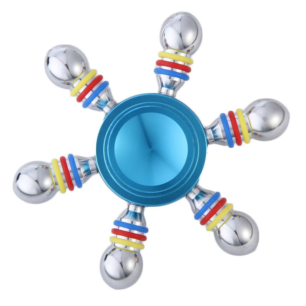 Jucarie Interactiva Antistres Fidget Spinner, Demontabila, Metalica, 6 Parti, Albastru - vivimall.ro