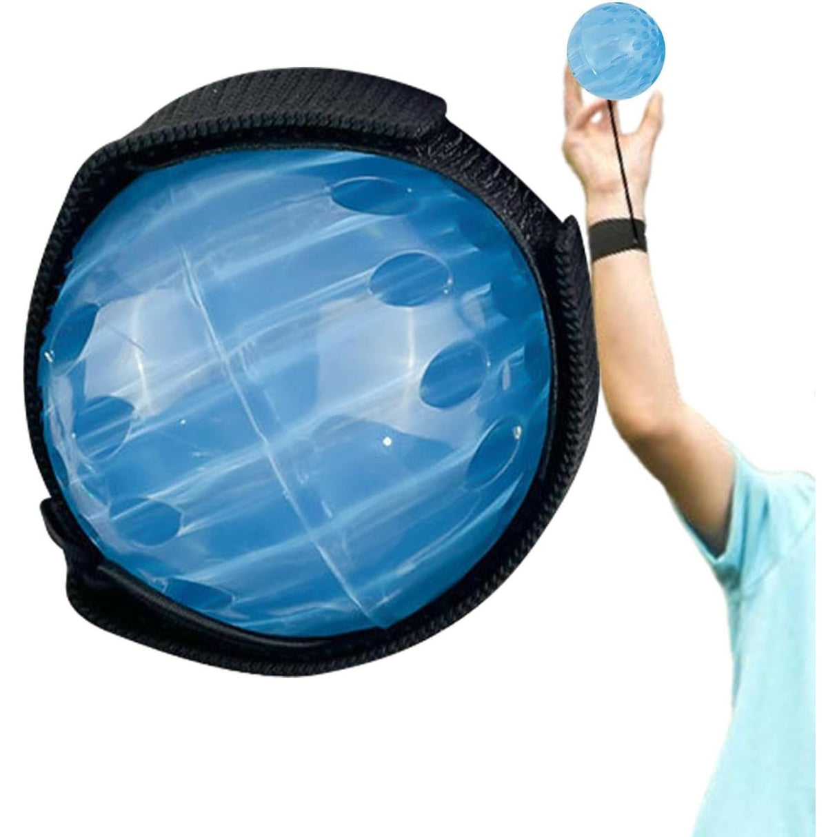 Jucarie Interactiva, Flippy, Minge Saltareata Crystal Ball, cu Banda Elastica, 6 cm, +7 Ani, din Plastic, Albastru