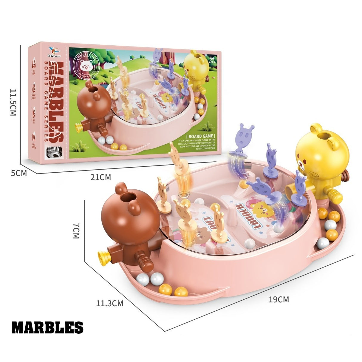 Jucarie Interactiva, Vivimall, Model Ursuleti, Joc de Masa, +5 Ani, Portabil, 2 Jucatori, 19 x 7 x 11.3 cm, Roz - vivimall.ro