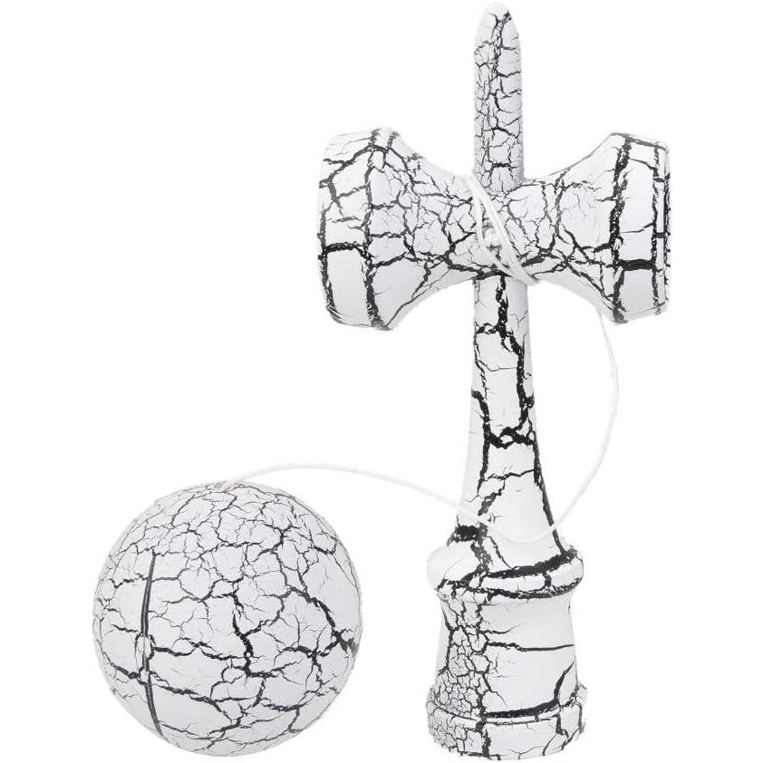 Kendama X Originala, Profesionala, Vivimall, Cracked, din Lemn, 18 cm, Alb/Negru - vivimall.ro