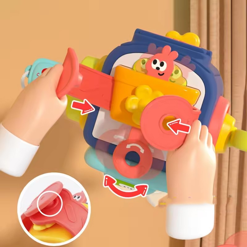 Jucărie Montessori Pinguin Ocupat, detaliu bază stabilă din plastic ABS rezistent, culori vii multicolor
