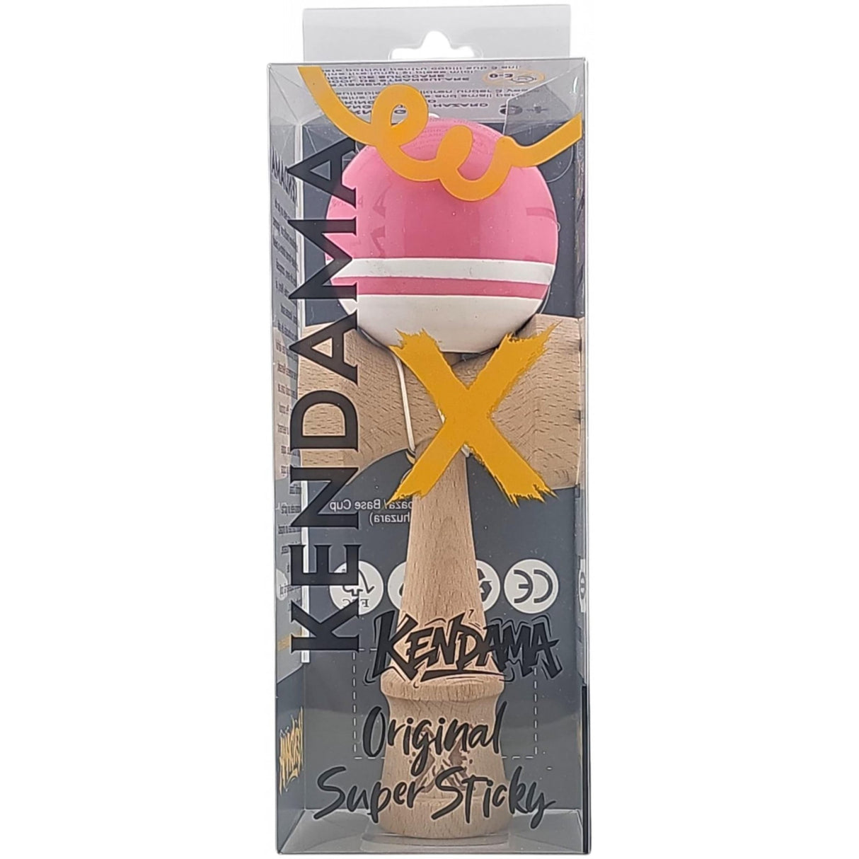 Jucarie Kendama X Originala, Profesionala, Vivimall, Super Sticky din Lemn, 18 cm, pentru Copii si Adulti, Roz/Alb - vivimall.ro