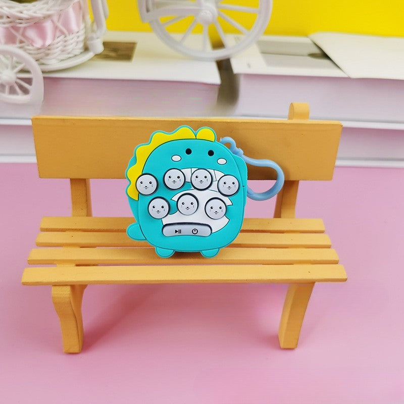 Jucarie pentru copii portabila Vivimall, joc Gopher, cu lumini si muzica, tip breloc, model dinozaur, material silicon si ABS, albastru - vivimall.ro