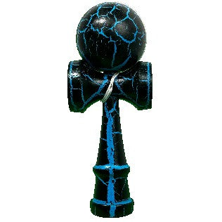 Jucarie Kendama Profesionala, Kendama Cracked din Lemn – 18 cm, Joc Interactiv de Indemanare pentru copii si adulti, Negru Albastru - vivimall.ro