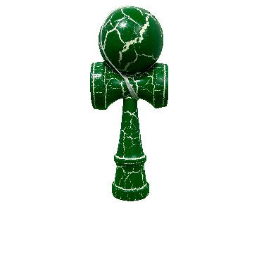Jucarie Kendama Profesionala, Kendama Cracked din Lemn – 18 cm, Joc Interactiv de Indemanare pentru copii si adulti, Verde Alb - vivimall.ro