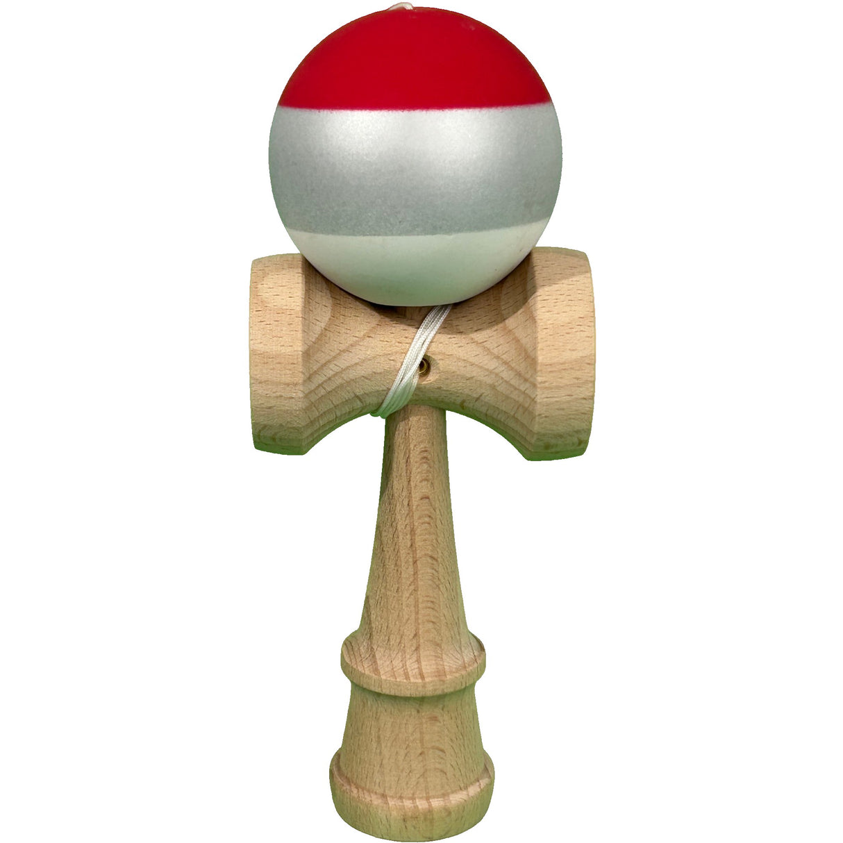 Jucarie Interactiva Kendama Profesionala, Vivimall, din Lemn, 18 x 7 x 6 cm, Joc de Indemanare pentru Copii si Adulti, Multicolor Rosu Gri Alb - vivimall.ro