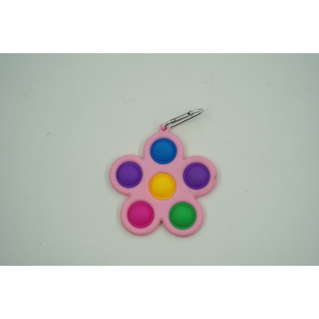 Jucarie Push Pop Bubble Fidget, Pop It, breloc antistres, Floare, Multicolor/Roz - vivimall.ro