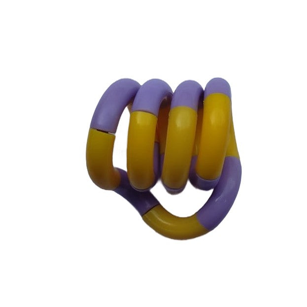 Jucarie Senzoriala Antistres, Flippy, Fidget Twist, cu Miscari Infinite de Decompresie, 2 Culori, Galben/Mov, + 3 ani