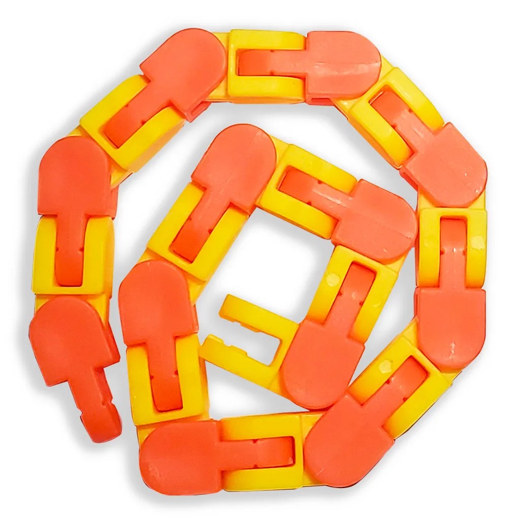 Jucărie Senzorială Antistres Flippy - Puzzle de Îmbinat Tip Șarpe, 24 Piese, +3 Ani, Portocaliu/Galben - vivimall.ro