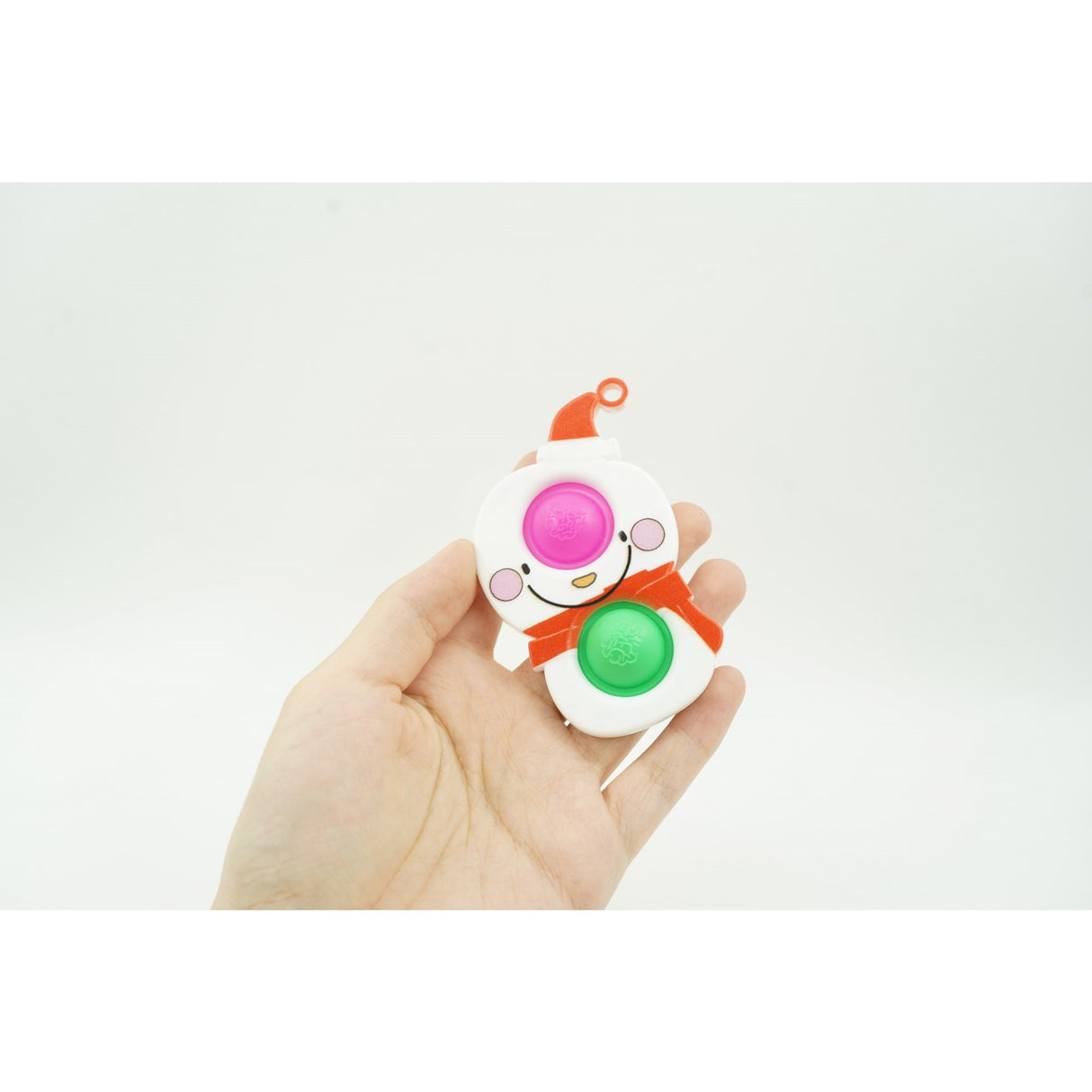 Jucarie senzoriala antistres, Simple Dimple, Breloc cu 2 bulinute, Om de zapada, Multicolor