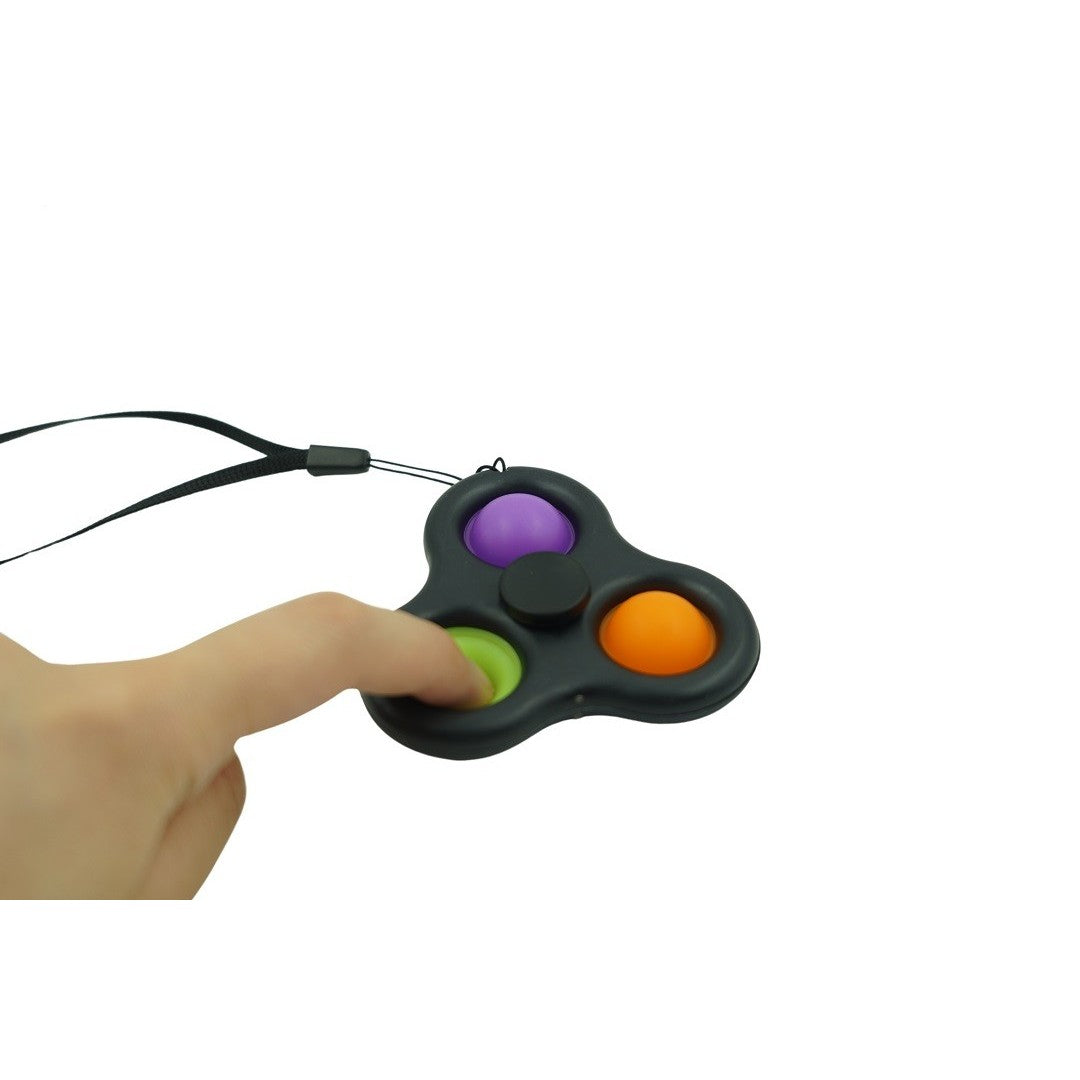 Jucarie senzoriala spinner Flippy- Fidget Toy, Simple Dimple, 7 cm, Negru/Multicolor - vivimall.ro