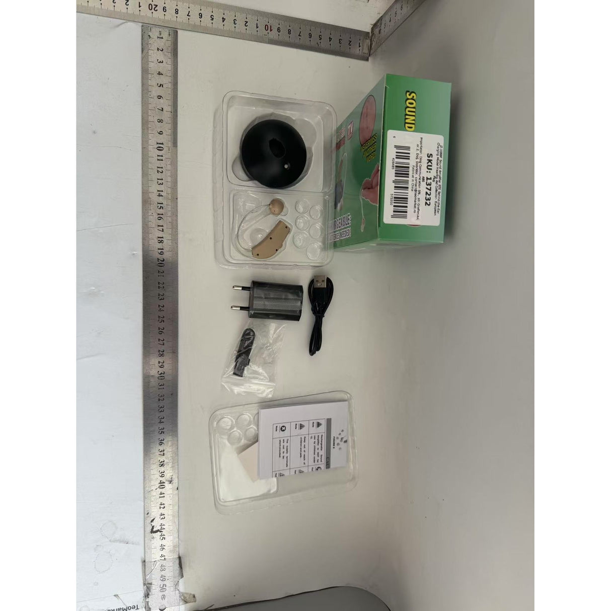 Aparat Auditiv BTE Reincarcabil, Flippy, JZ-1088F, Aparat Auditiv Auxiliar cu Statie de Incarcare, In EAR, Amplificator de Sunet, din ABS Silicon, Bej