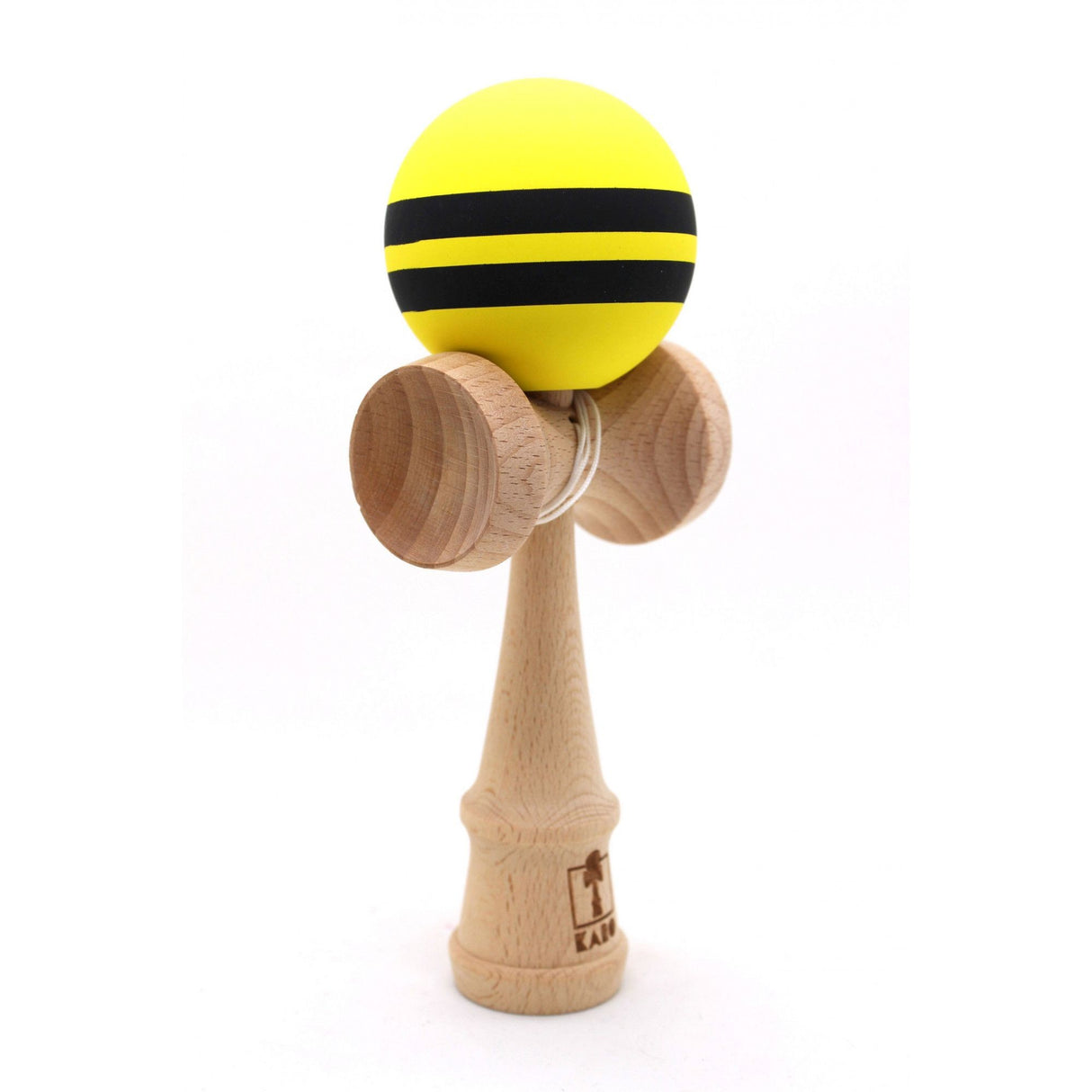 Kendama Karo Grip Rubber Stripe Lemn Fag Galben Negru - vivimall.ro