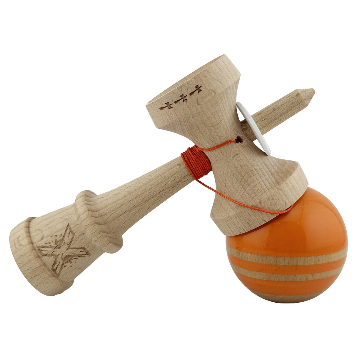 Kendama Originala X - Rainbow, Super Sticky, V3 King Size Cup, Gaura in Baza, Profesionala, Vivimall, din Lemn, 18 cm, Portocaliu