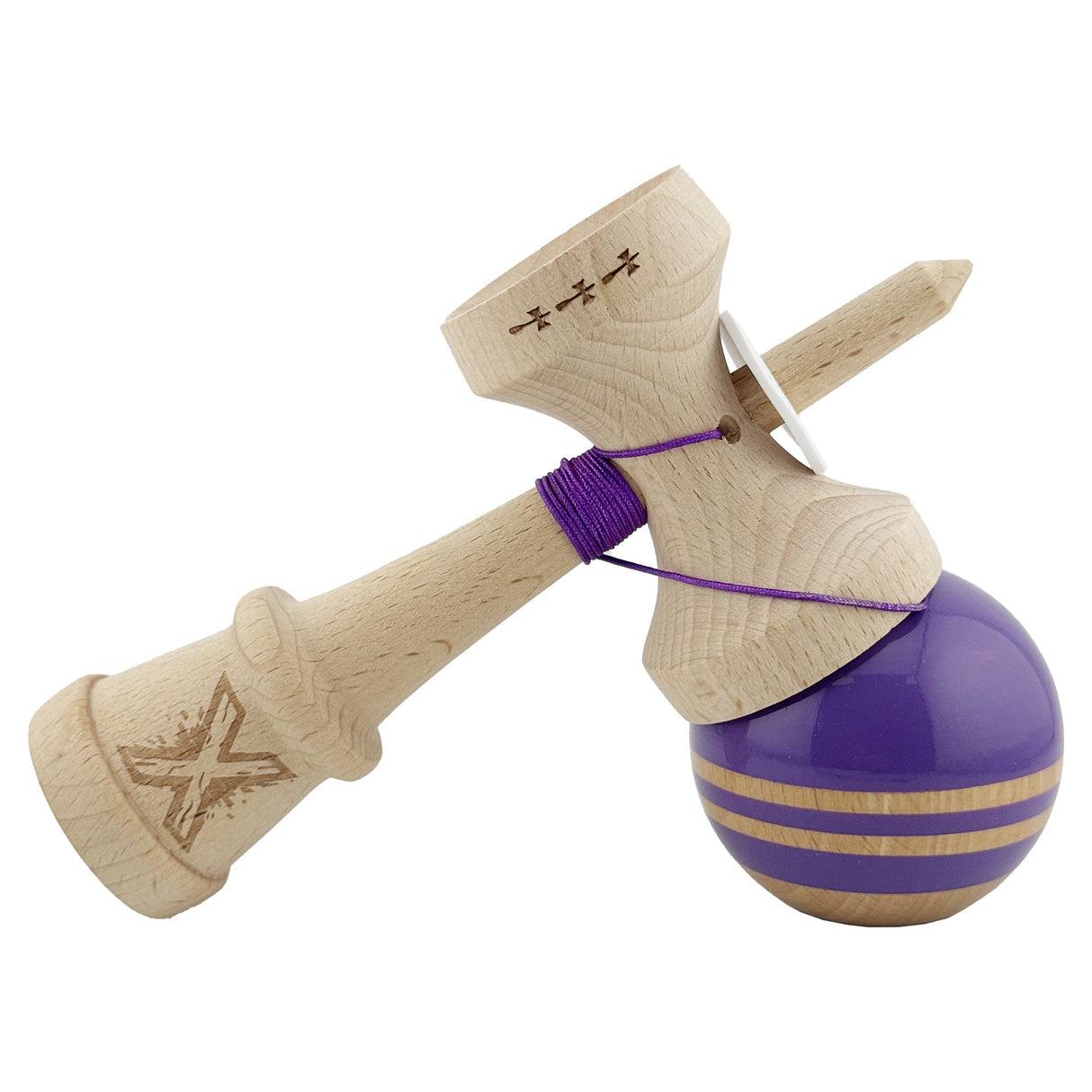 Kendama Originala X - Rainbow, Super Sticky, V3 King Size Cup, Gaura in Baza, Profesionala, Vivimall, din Lemn, 18 cm, Indigo