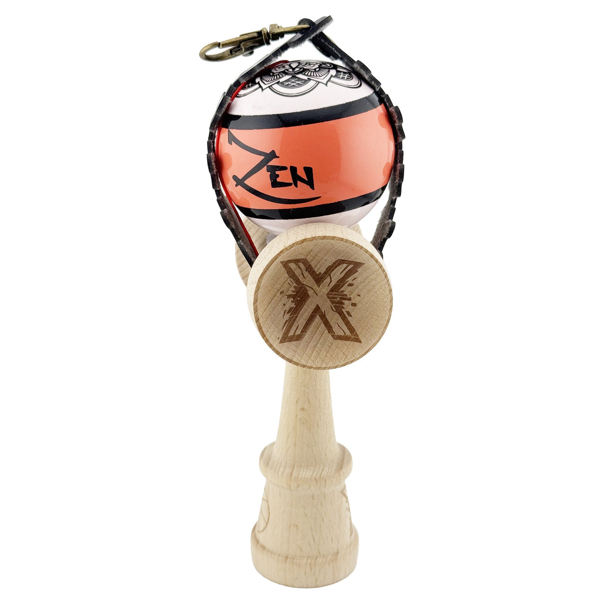 Husa pentru Kendama, Flippy, tip Pandativ/Breloc, Imprimeu Skull, din Piele Ecologica, 26 x 3.2 cm, Negru