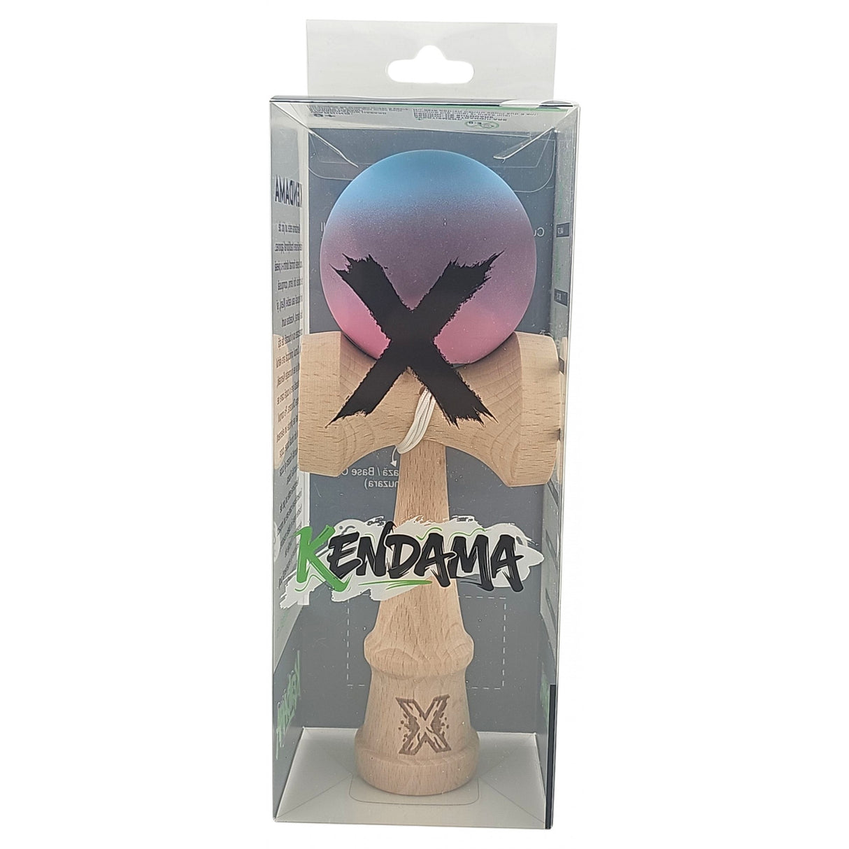 Kendama Profesionala, Flippy, din Lemn, 18 cm, Gradient Albastru deschis Mov Roz