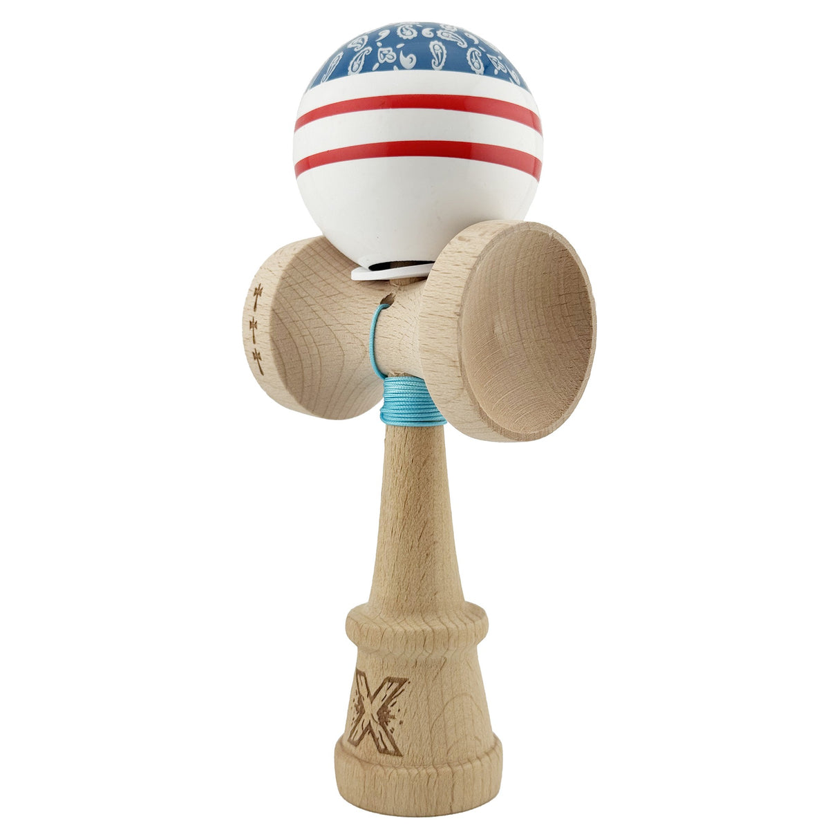 Kendama Originala X - Chicanos, Super Sticky, V3 King Size Cup, Gaura in Baza, Profesionala, Vivimall, din Lemn, 18 cm, Albastru - vivimall.ro