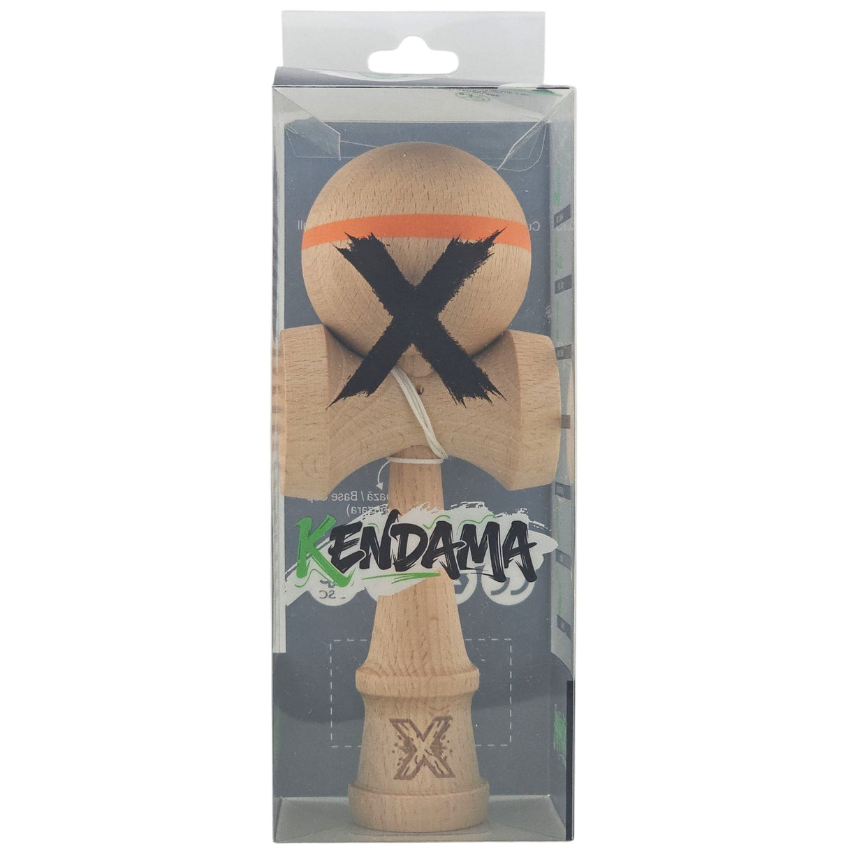 Kendama X Originală, Profesională, Vivimall, din Lemn, 18 cm Model cu Dunga, Portocaliu - vivimall.ro