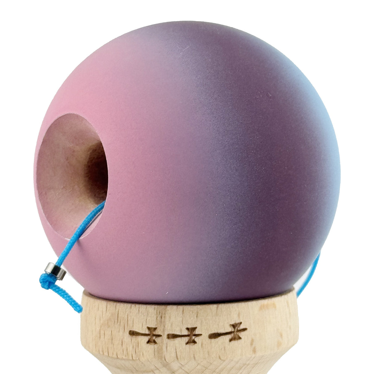 Kendama X Originala, Profesionala, Flippy, Big Cups V2, Rubber Grip cu Cupe Mari, Rulment Metalic cu Ata 55 cm,-Gradient Albastru/Mov/Roz - vivimall.ro
