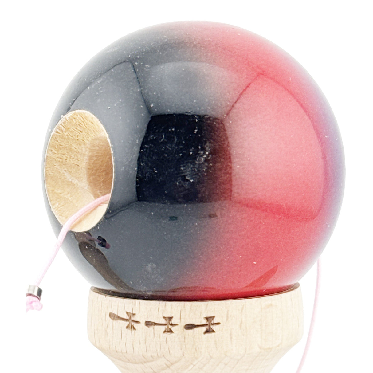 Kendama X Originala, Profesionala, Vivimall Big Cups V2, Super Sticky din Lemn, 18 cm, Gradient Mov/Rosu/Negru - vivimall.ro