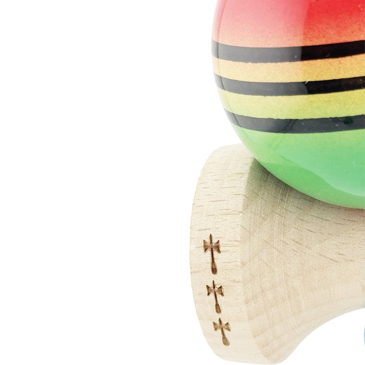 Kendama X Originala, Profesionala, Flippy, Big Cups V2, Super Sticky Legendary Cupe Mari, Rulment Metalic cu Ata 55 cm, Rosu/Galben/Verde - vivimall.ro