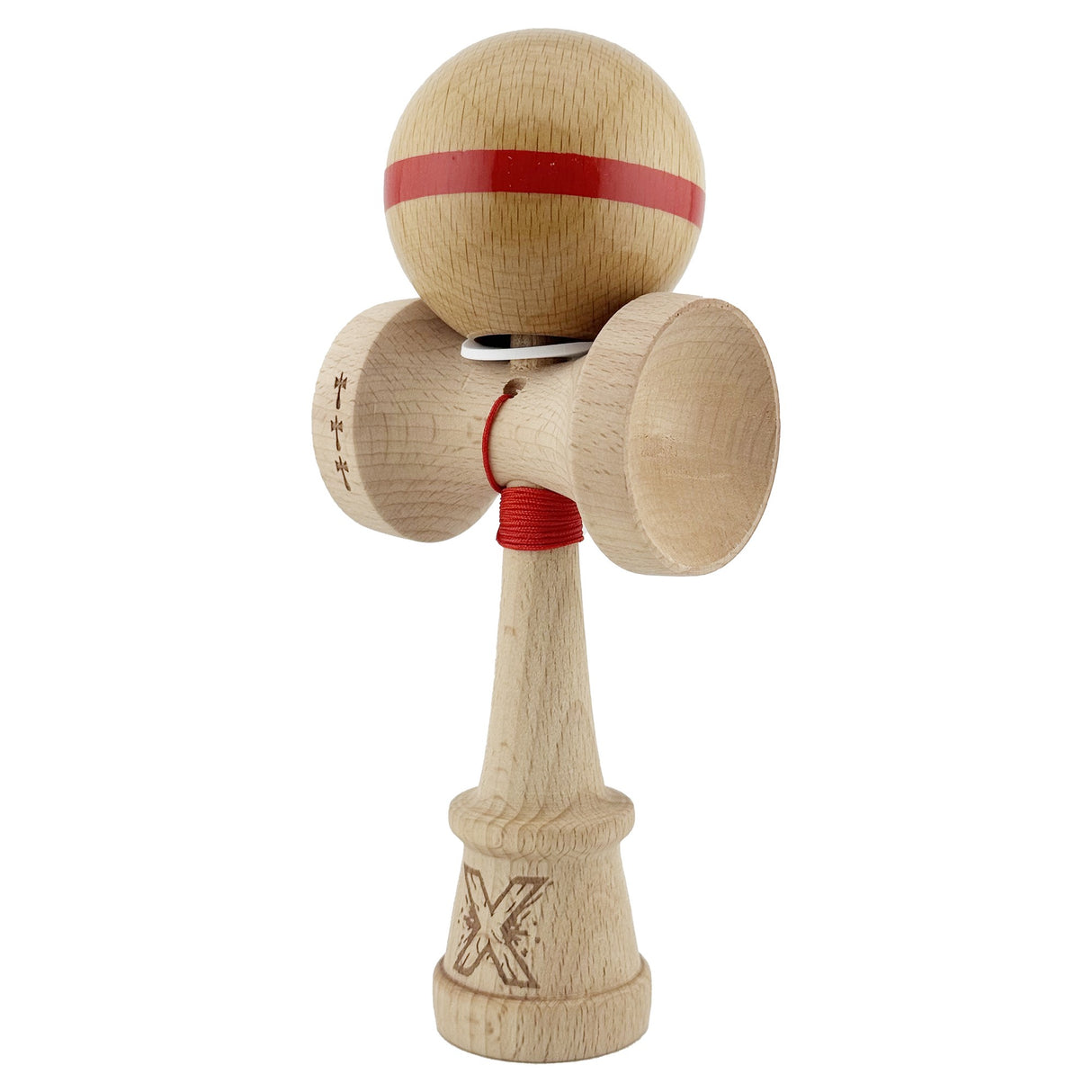 Kendama X Originala, Profesionala, Vivimall, Super Sticky, Cupe Mari KING SIZE V3, Gaura in Baza, Rulment Metalic, din lemn 18 cm, Ata 55 cm, Original Rosu - vivimall.ro