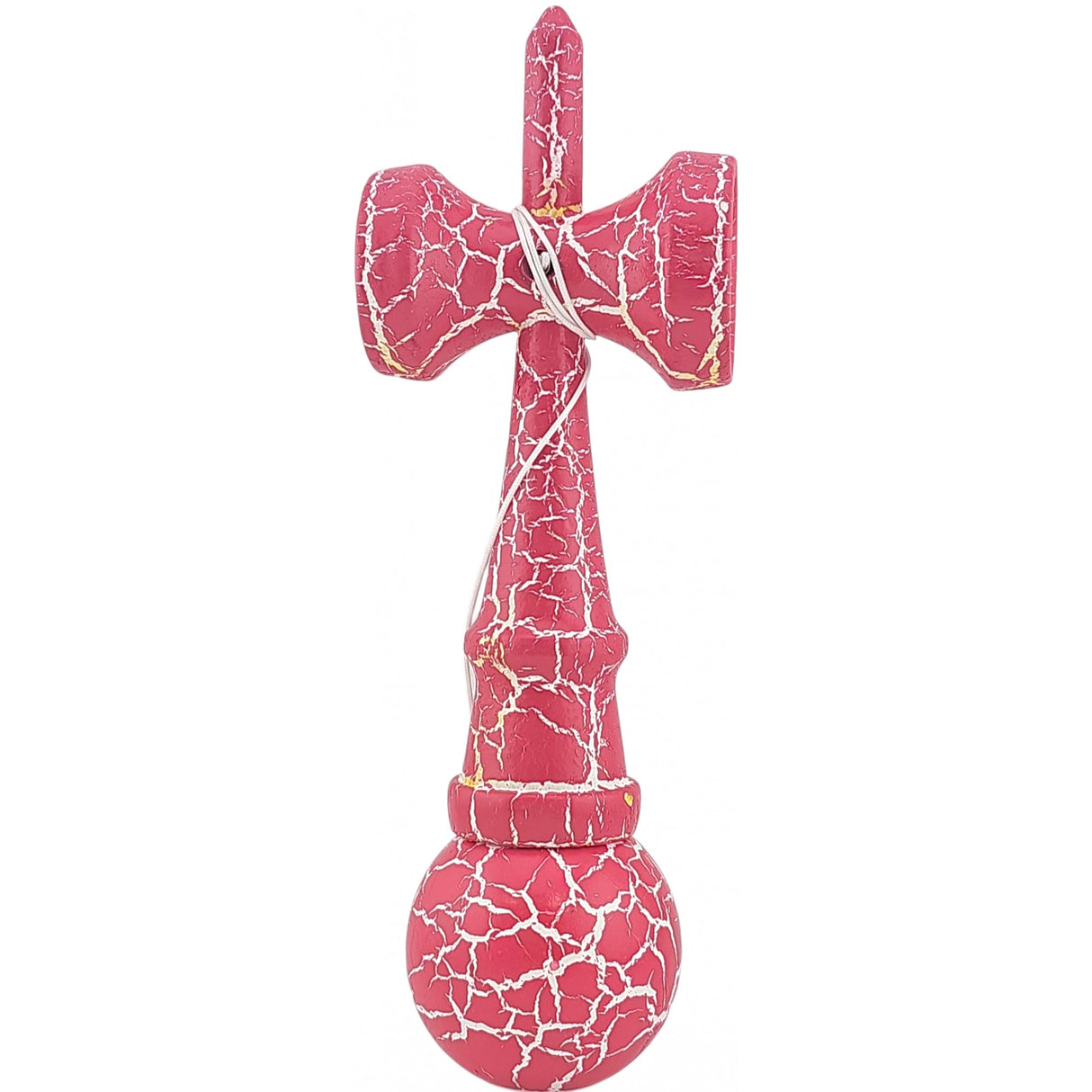 Kendama X Originala, Profesionala, Flippy, Cracked, din Lemn, 18 cm, Roz Aprins/Alb