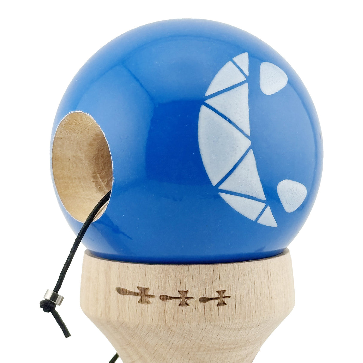 Kendama X Originala, Profesionala, Flippy, Crazy Smile, Super Sticky cu Cupe Mari KING SIZE V3, Gaura in Baza, Rulment Metalic, din lemn 18 cm, Ata 62/65 cm, Special Albastru - vivimall.ro