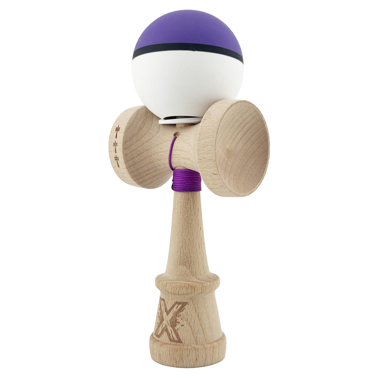 Kendama X Originala, Profesionala, Vivimall, Big Cups V3, Rubber Grip model Mov/Alb - vivimall.ro