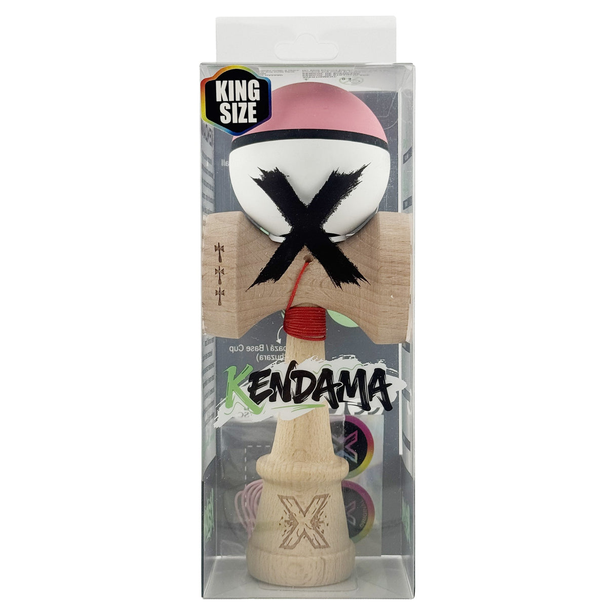 Kendama X Originala, Profesionala, Vivimall, Big Cups V3, Rubber Grip model Roz/negru/alb - vivimall.ro