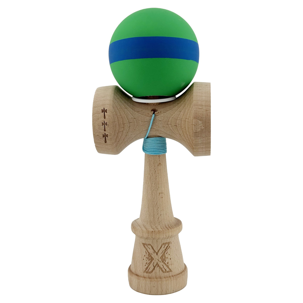 Kendama X Originala, Profesionala, Vivimall, Big Cups V3, Rubber Grip model verde/albastru/verde - vivimall.ro