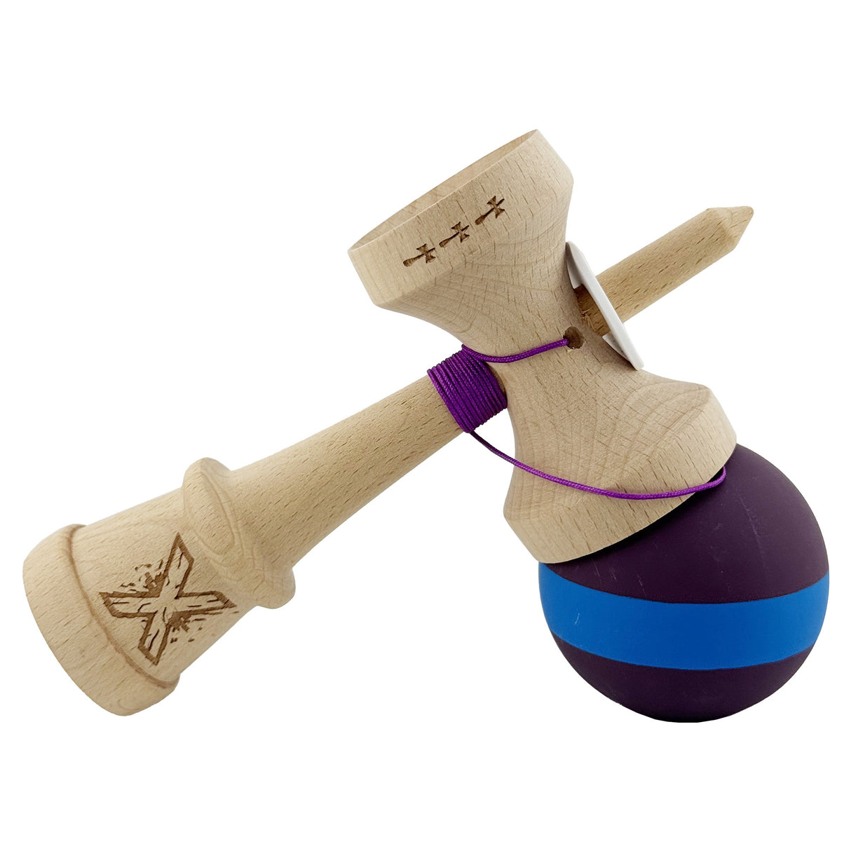 Kendama X Originala, Profesionala, Vivimall, Big Cups V3, Rubber Grip model mov/albastru/mov - vivimall.ro
