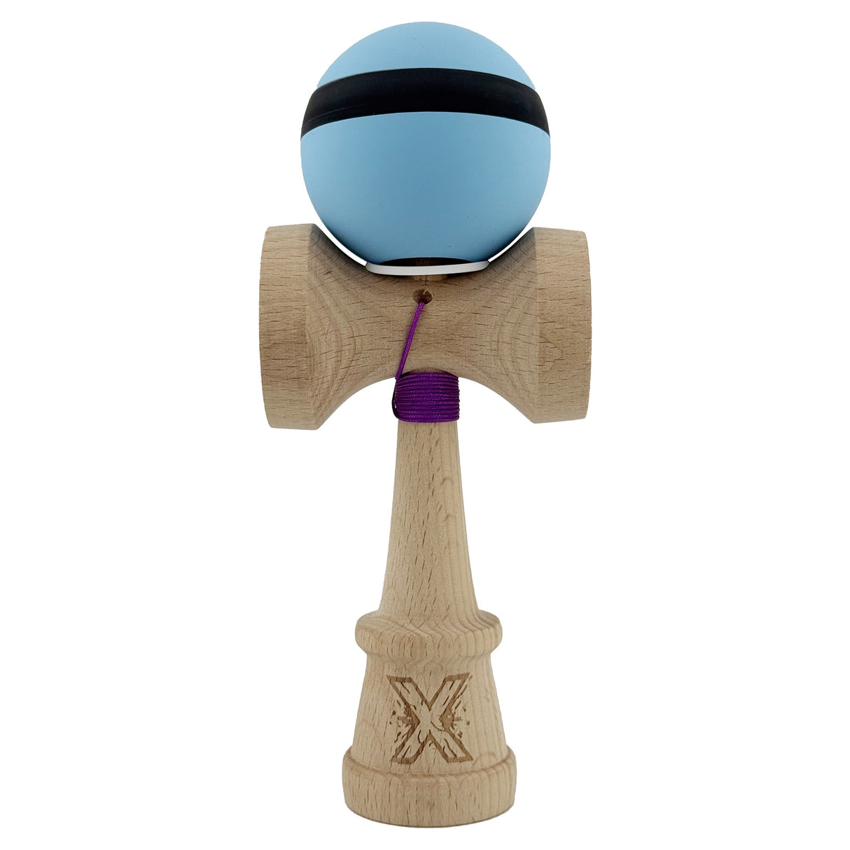Kendama X Originala, Profesionala, Vivimall, Cupe Mari KING SIZE V3, Rubber Grip, Gaura in Baza, Rulment Metalic, din lemn 18 cm, Ata 55 cm, M Bleu/Negru/Bleu - vivimall.ro