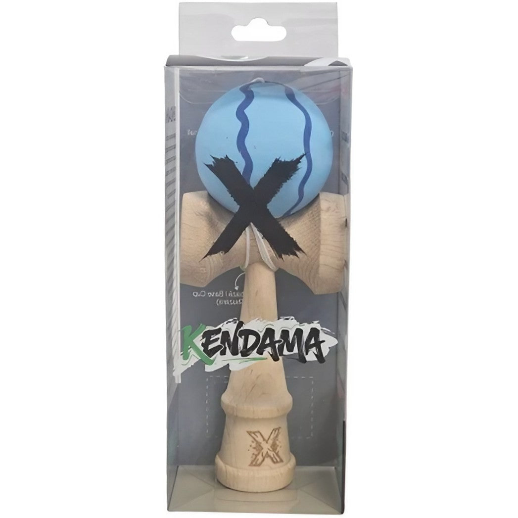 Kendama X Originala, Profesionala, Flippy, Rubber Grip, din Lemn, 18 cm, Albastru deschis - vivimall.ro