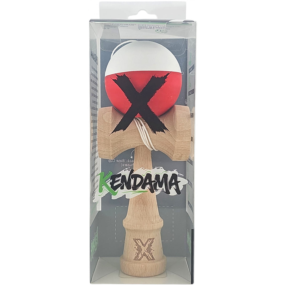 Kendama X Originala, Profesionala, Vivimall, din Lemn, Rubber Grip, 18 cm, Alb/Rosu - vivimall.ro