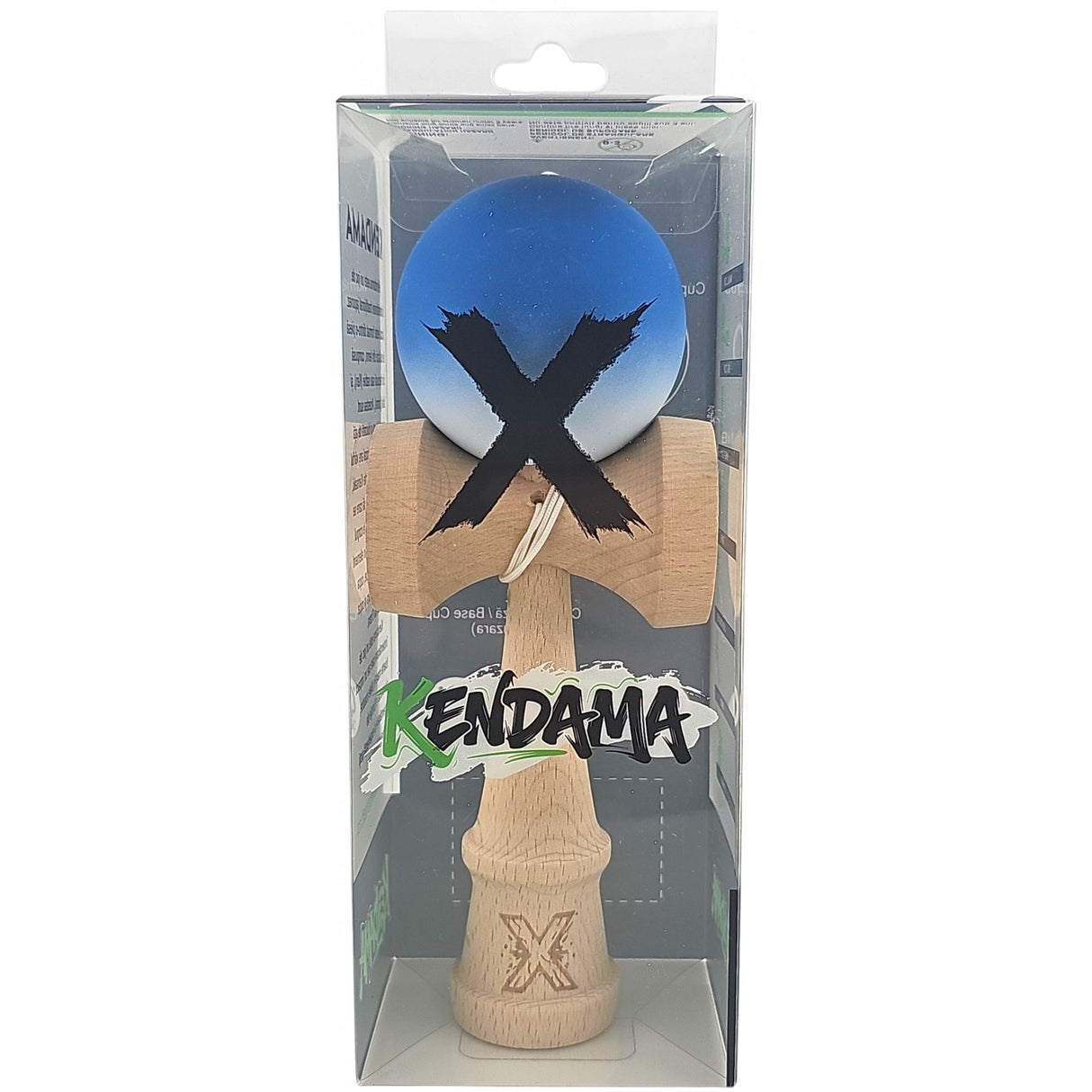 Kendama X Originala, Profesionala, Vivimall, din Lemn, Rubber Grip, 18 cm, Albastru/Alb - vivimall.ro