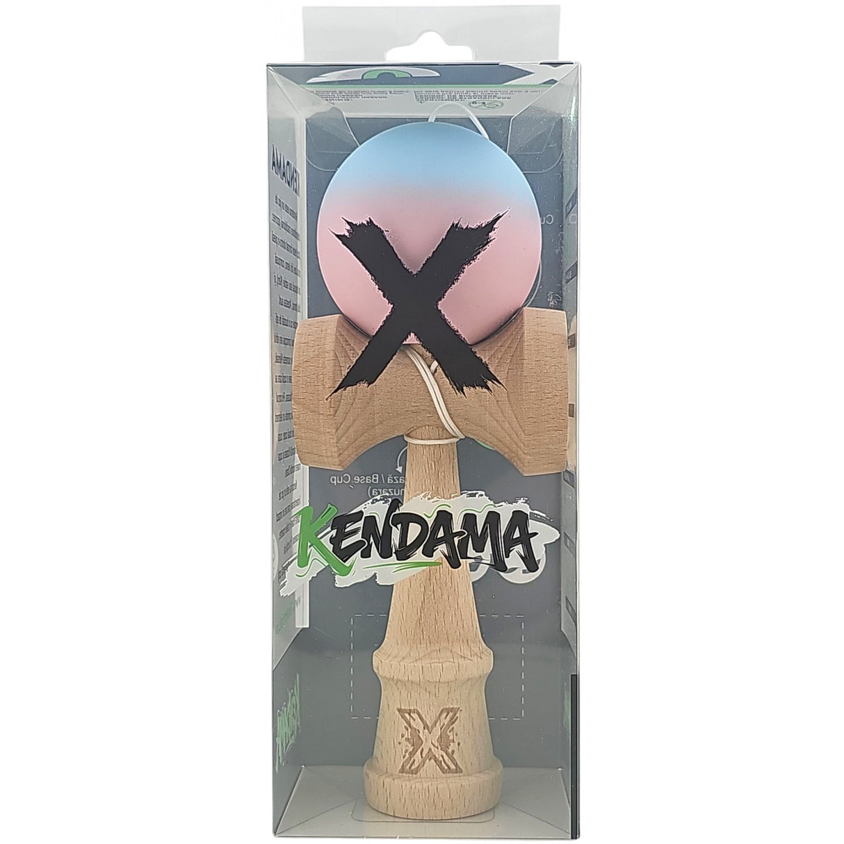 Kendama X Originala, Profesionala, Flippy, din Lemn, Rubber Grip, 18 cm, Albastru/Lila