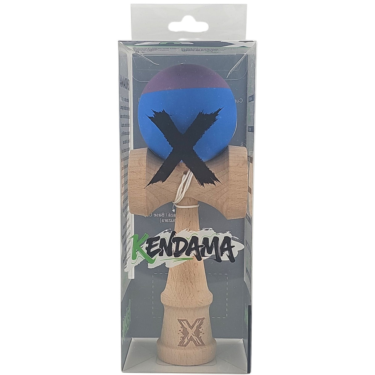 Kendama X Originala, Profesionala, Vivimall, din Lemn, Rubber Grip, 18 cm, Albastru/Mov - vivimall.ro