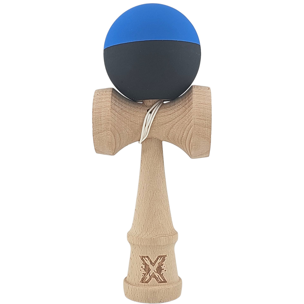 Kendama X Originala, Profesionala, Vivimall, din Lemn, Rubber Grip, 18 cm, Albastru/Negru - vivimall.ro