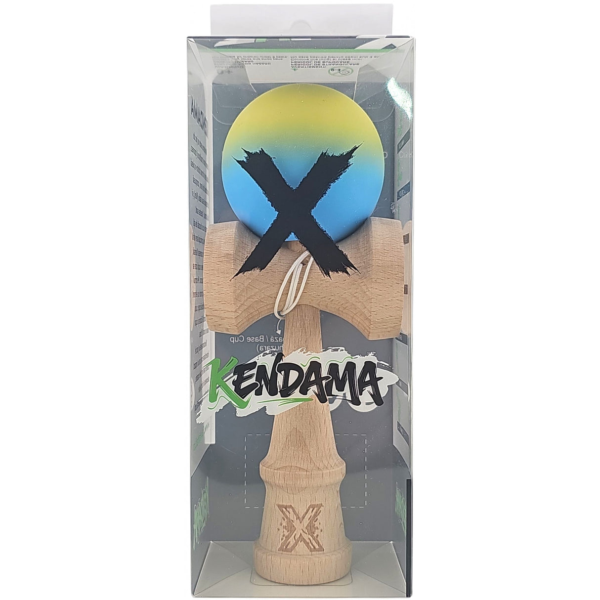 Kendama X Originala, Profesionala, Vivimall, 18 cm, Profesionala, +9 Ani, din Lemn, Gradient Galben/Albastru - vivimall.ro