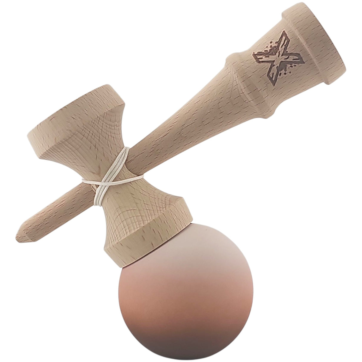 Kendama X Originala, Profesionala, Vivimall, din Lemn, Rubber Grip, 18 cm, Maro/Bej/Roz - vivimall.ro