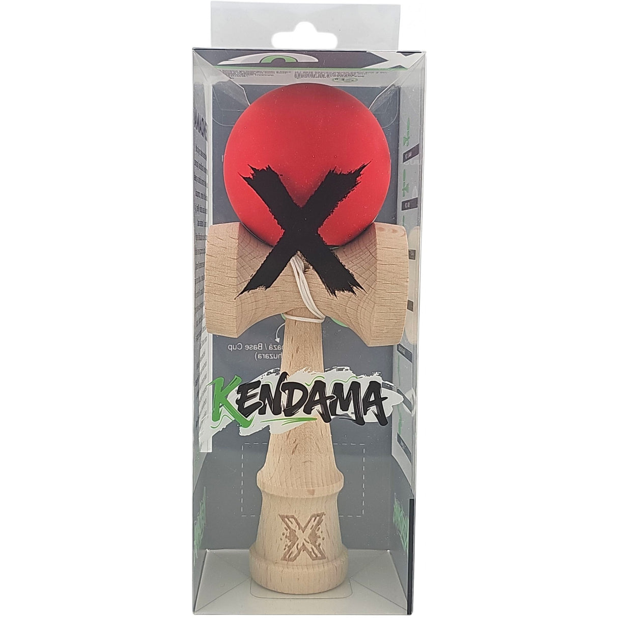 Kendama X Originala, Profesionala, Flippy, din lemn, Rubber Grip, 18 cm, Rosu - vivimall.ro